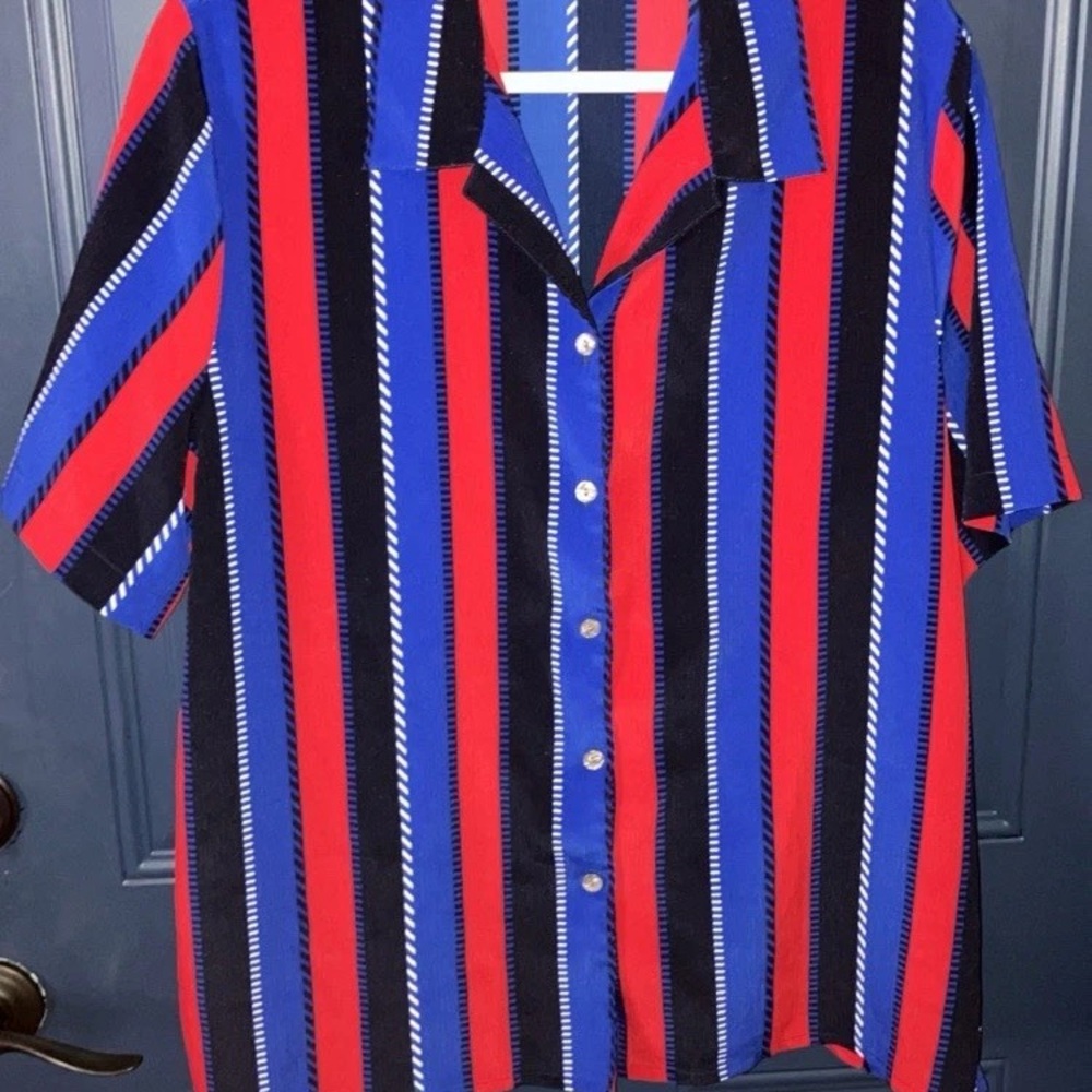 Allison Daley short sleeve collared button up striped size 16